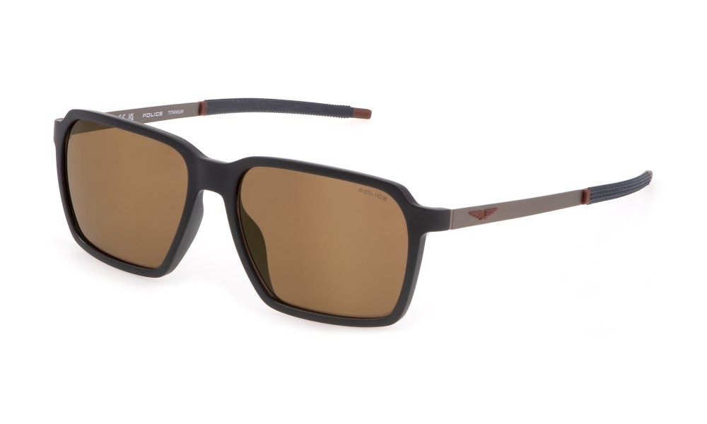 Sonnenbrillen Police Solstice 5 SPLL16 (V78X) farbe blu rutenio semilucido gläser brown mirror bronze
