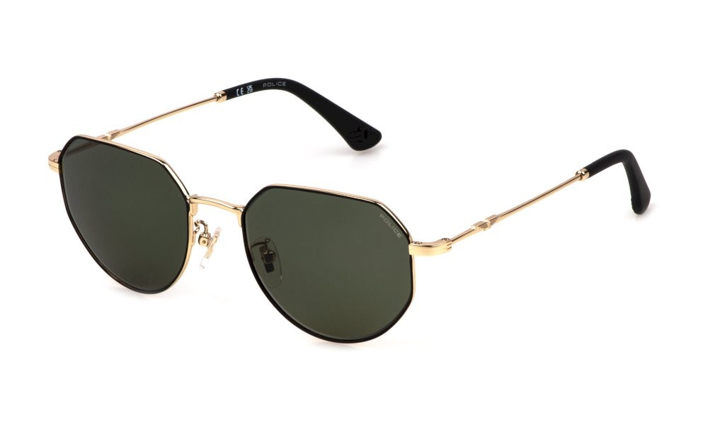 Sunglasses Police Origins Lite 18 SPLN30 (0302) color oro rose' lucido c/parti nero semilucido lenses green