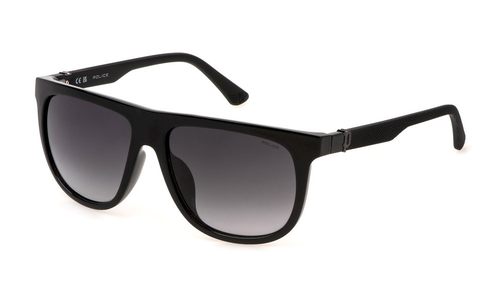 Occhiali da sole Police Beyond lite 5 SPLN33 (0Z42) colore nero lucido totale lenti smoke gradient smoke