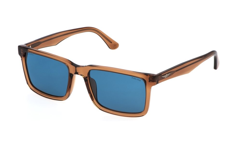 Sonnenbrillen Police Origins lite 30 SPLP21E (805P) farbe marron chiaro trasparente lucido gläser blue