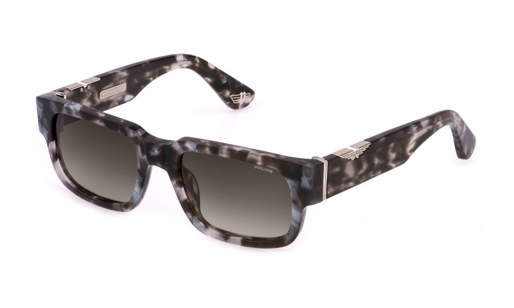 Sonnenbrillen Police Origins maxi 1 SPLP24 (07MR) farbe quadri grigio lucido gläser brown gradient