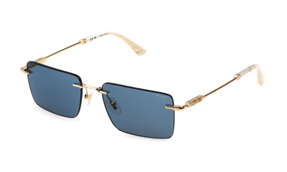 Sunglasses Police Horizon 12 SPLP35 (300B) color oro rose' lucido lenses blue