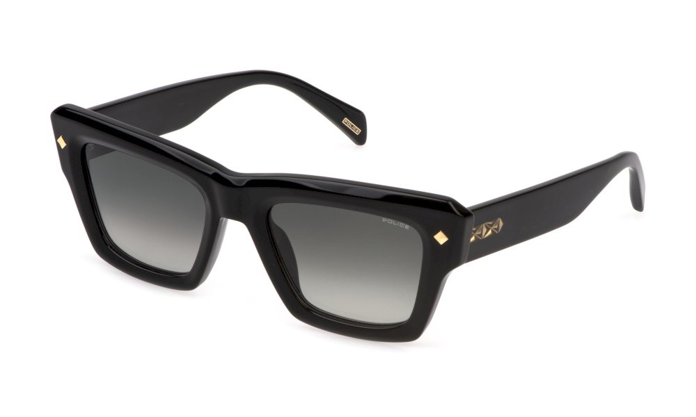 Occhiali da sole Police New dawn 2 SPLP48 (0700) colore nero lucido lenti smoke gradient smoke