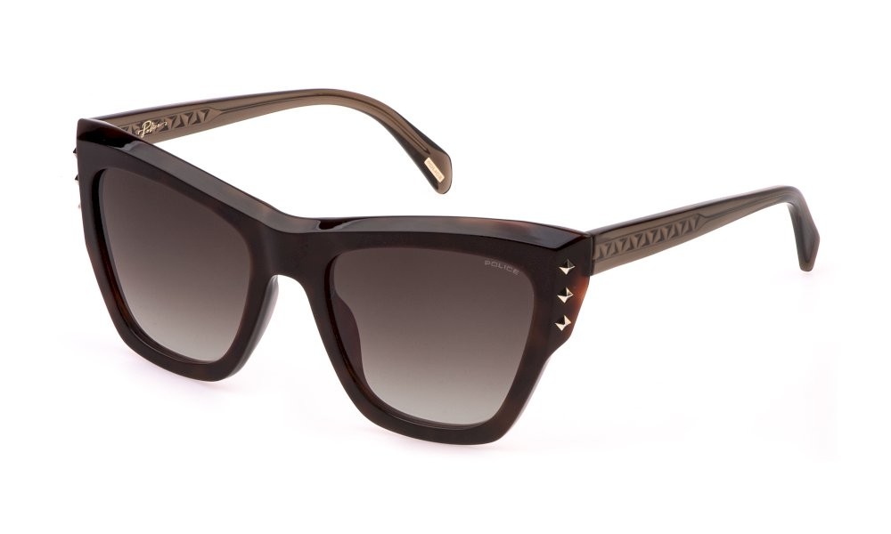 Occhiali da sole Police Superstar 4 SPLR24 (0752) colore avana scura lucida lenti brown gradient