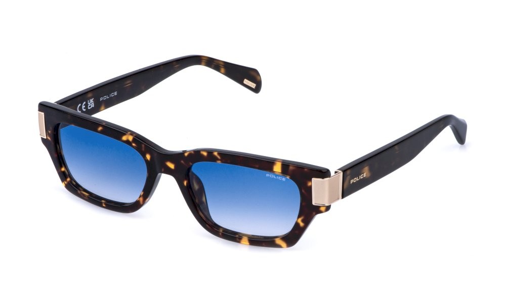 Sunglasses Police Invictus 2 SPLR96 (0722) color avana scura lucida lenses blue gradient