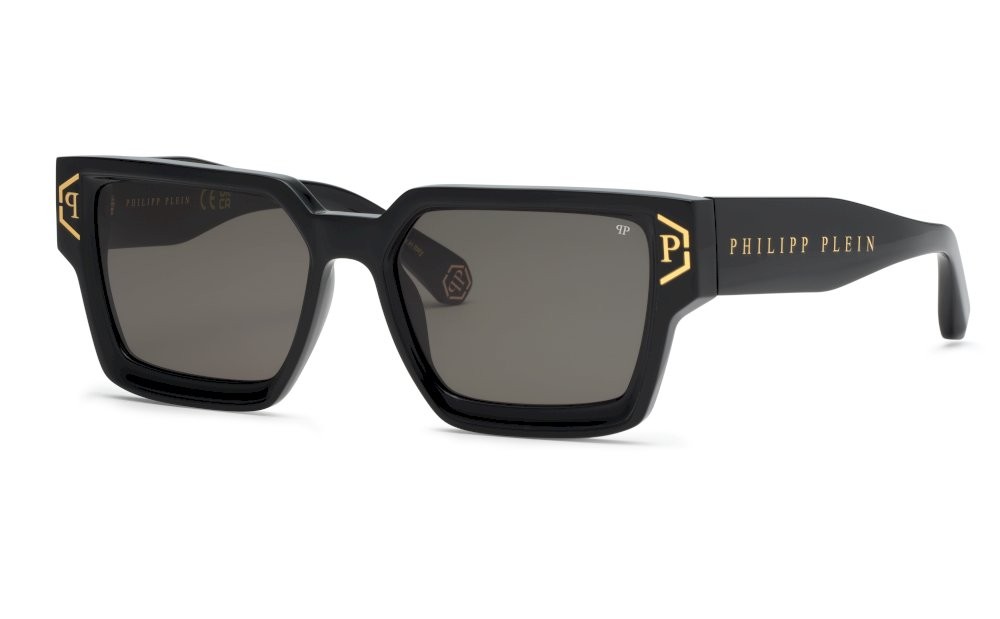 Occhiali da sole Philipp Plein Plein brave shade SPP005V (700V) colore nero lucido lenti grey/green