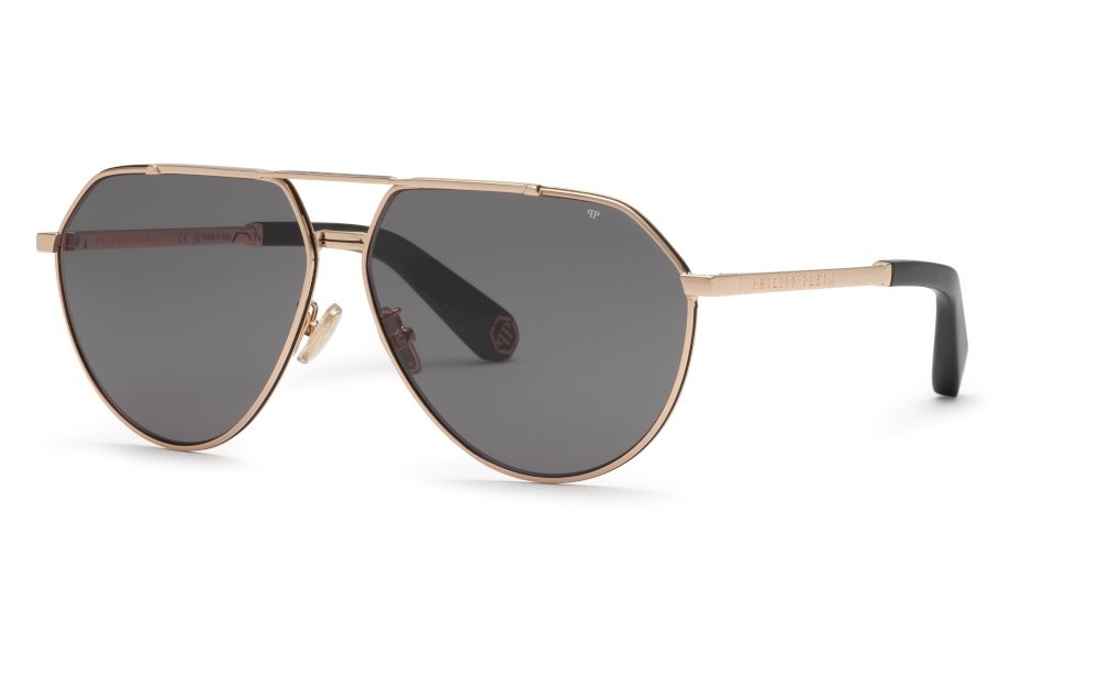 Sonnenbrillen Philipp Plein Plein signature SPP007V (302F) farbe oro rose' lucido c/parti nero semilucido gläser smoke