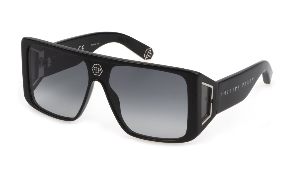 Sonnenbrillen Philipp Plein Plein revolution rome SPP014V (0700) farbe nero lucido gläser antiriflesso - smoke gradient