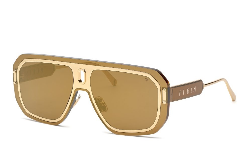 Sonnenbrillen Philipp Plein SPP050 (300G) farbe oro rosè lucido gläser brown mirror gold