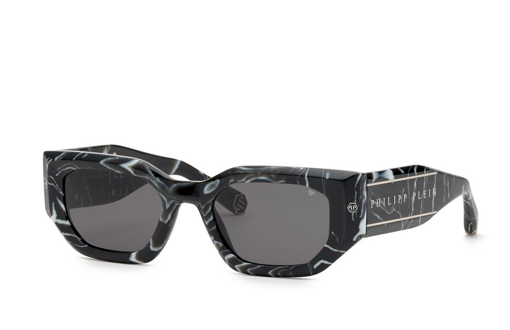 Occhiali da sole Philipp Plein SPP066M (0Z21) colore nero marmorizzato  lenti smoke