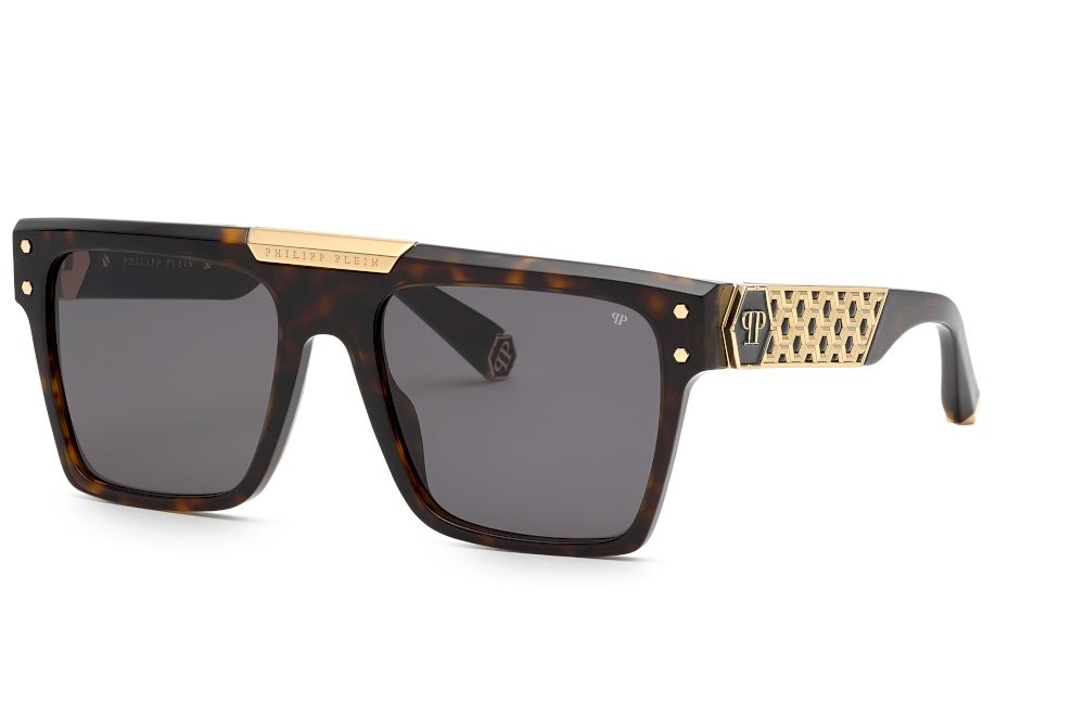 Occhiali da sole Philipp Plein Plein badge SPP080 (0722) colore avana scura lucida lenti smoke