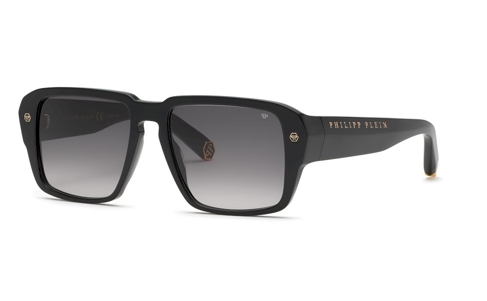 Sonnenbrillen Philipp Plein Plein hexagon SPP081 (0700) farbe nero lucido gläser smoke gradient
