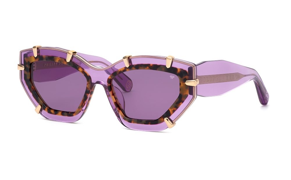 Occhiali da sole Philipp Plein Plein supreme star SPP099V (06PF) colore lilla trasparente lucido lenti violet