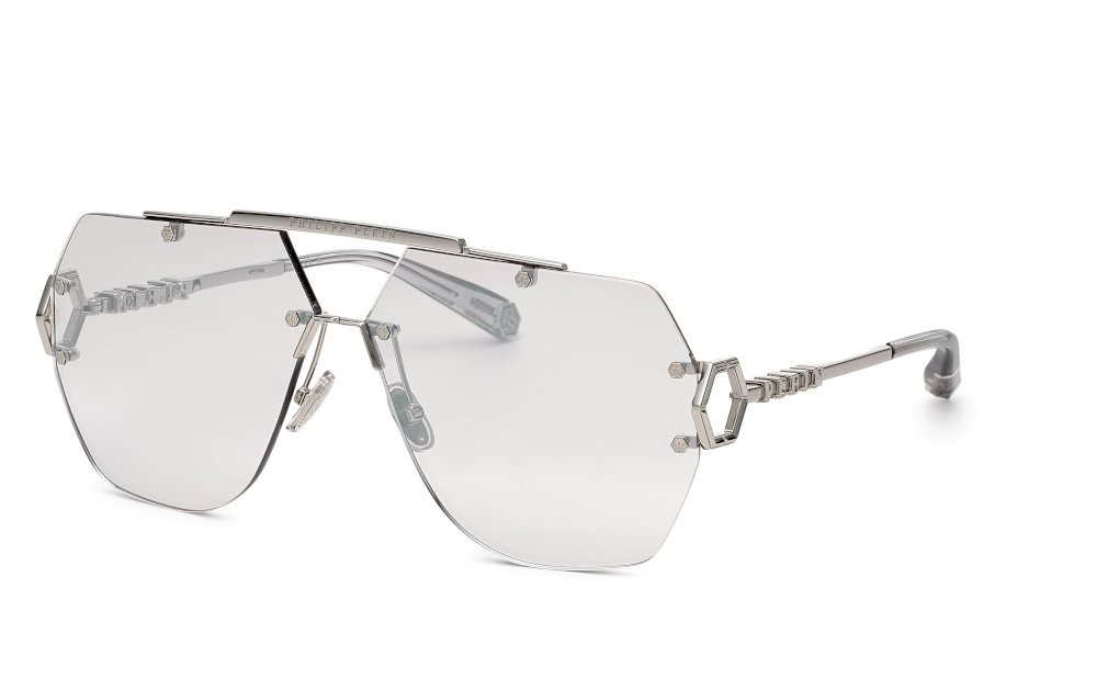 Occhiali da sole Philipp Plein Plein sleek SPP111 (579F) colore palladio lucido totale lenti smoke/deg.mirror silver