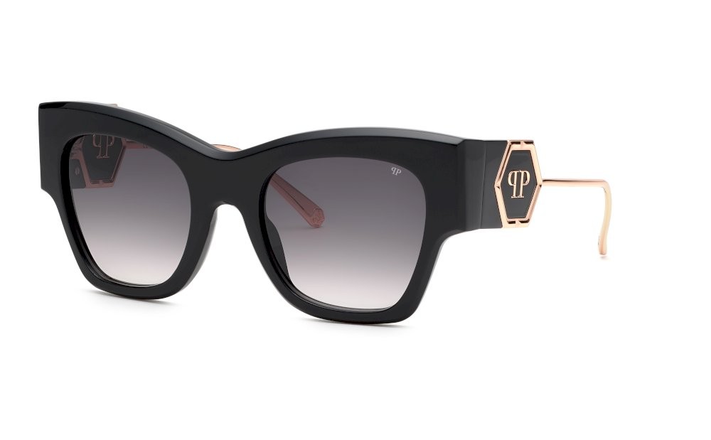 Occhiali da sole Philipp Plein SPP120M (0700) colore nero lucido lenti smoke gradient
