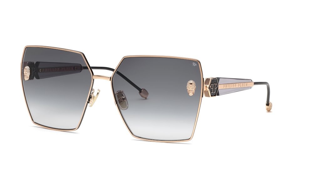 Occhiali da sole Philipp Plein Plein queen SPP122S (02AM) colore oro ramato lucido c/parti colorate lenti smoke grad.