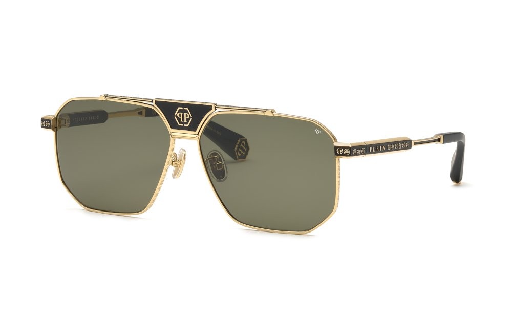 Occhiali da sole Philipp Plein Plein legacy SPP152V (0302) colore oro rose' lucido c/parti nero semilucido lenti green