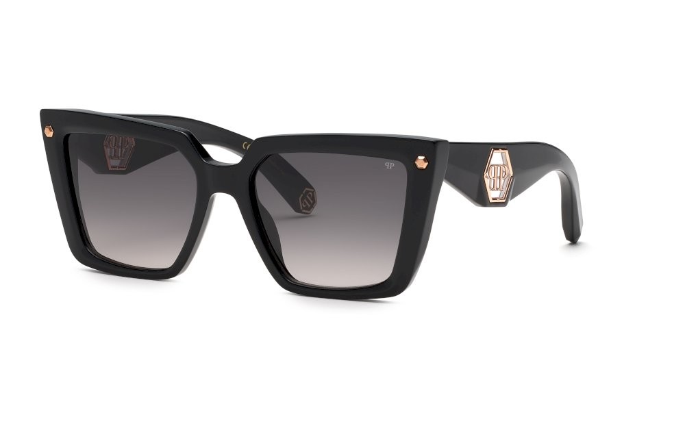 Occhiali da sole Philipp Plein Plein muse SPP178 (0700) colore nero lucido lenti smoke gradient