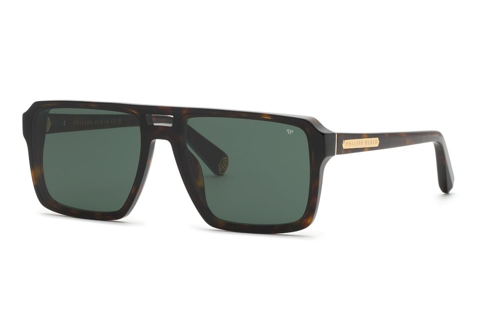 Occhiali da sole Philipp Plein Plein essential SPP211 (0722) colore avana scura lucida lenti grey/green