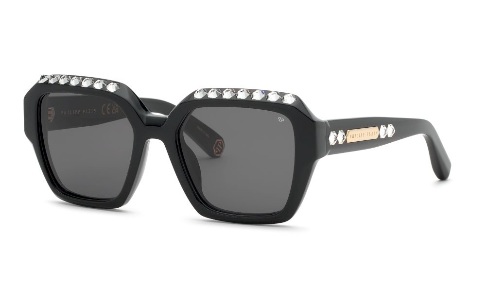 Sunglasses Philipp Plein Plein crystal SPP216S (700S) color nero lucido lenses smoke