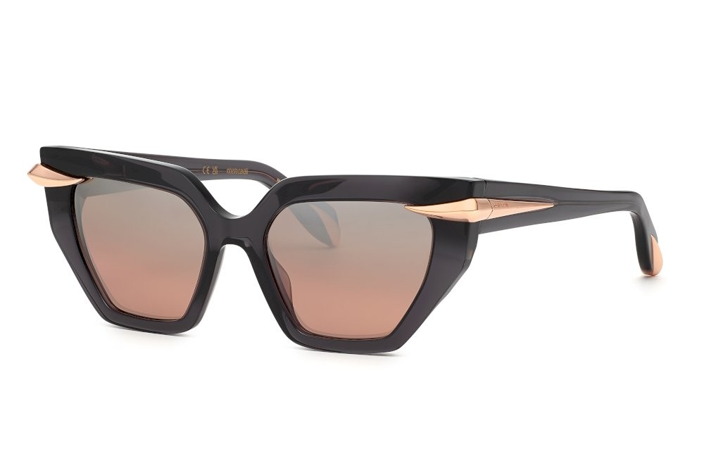 Occhiali da sole Roberto Cavalli SRC001M (705X) colore grigio scuro trasparente lenti pink - mirror pink