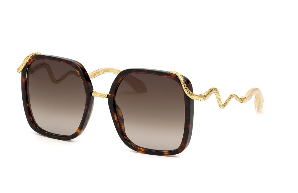 Occhiali da sole Roberto Cavalli SRC003M (0743) colore avana marrone - giallo lucida lenti brown gradient