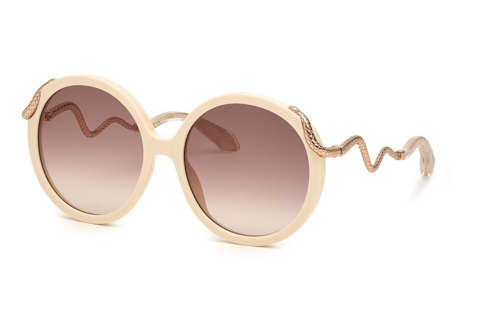 Occhiali da sole Roberto Cavalli SRC004M (9X7Y) colore panna pieno lucido lenti brown gradient