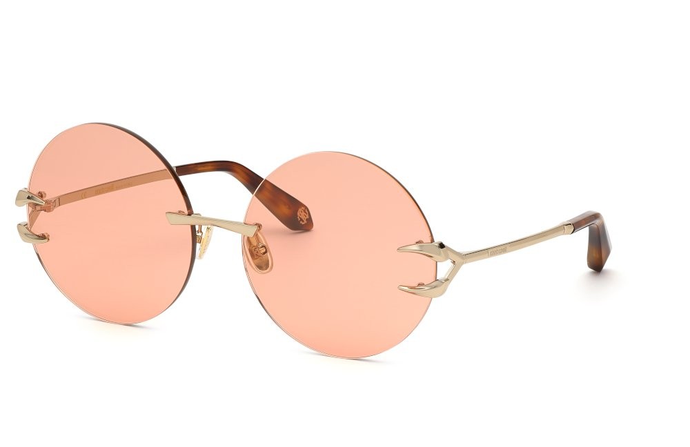 Sunglasses Roberto Cavalli SRC006 (594F) color oro chiaro lucido lenses pink
