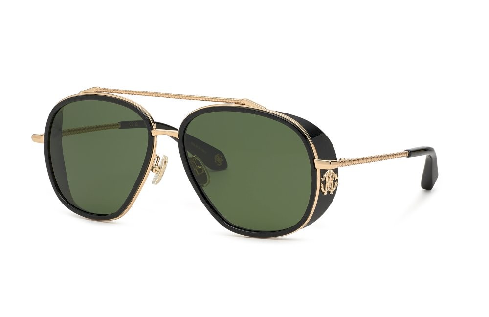 Occhiali da sole Roberto Cavalli SRC008M (0300) colore oro rosè lucido totale lenti green