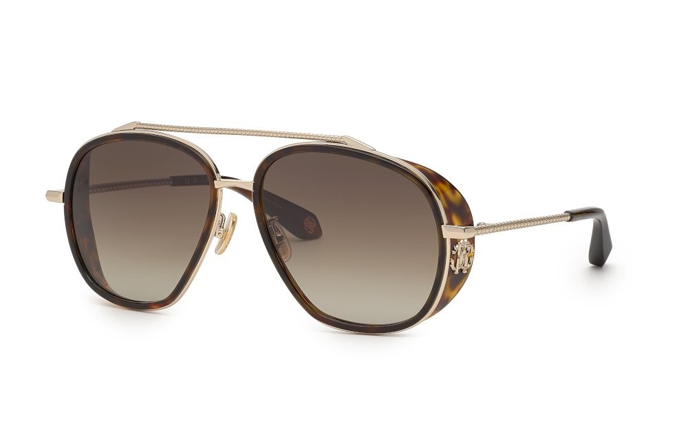 Occhiali da sole Roberto Cavalli SRC008M (0594) colore oro chiaro lucido lenti brown gradient