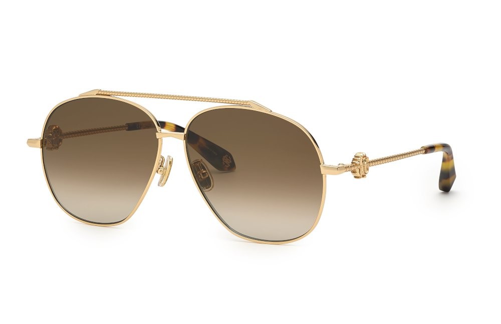 Occhiali da sole Roberto Cavalli SRC008V (300Y) colore oro rosè lucido lenti brown gradient
