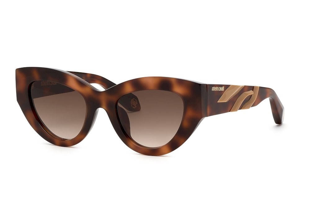 Sunglasses Roberto Cavalli SRC009M (02BV) color avana scura lucida lenses brown gradient pink
