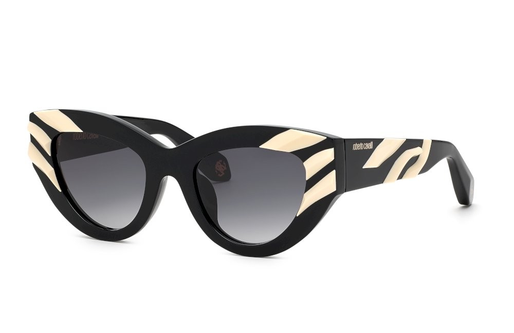 Sunglasses Roberto Cavalli SRC009V (700Y) color nero lucido lenses smoke gradient