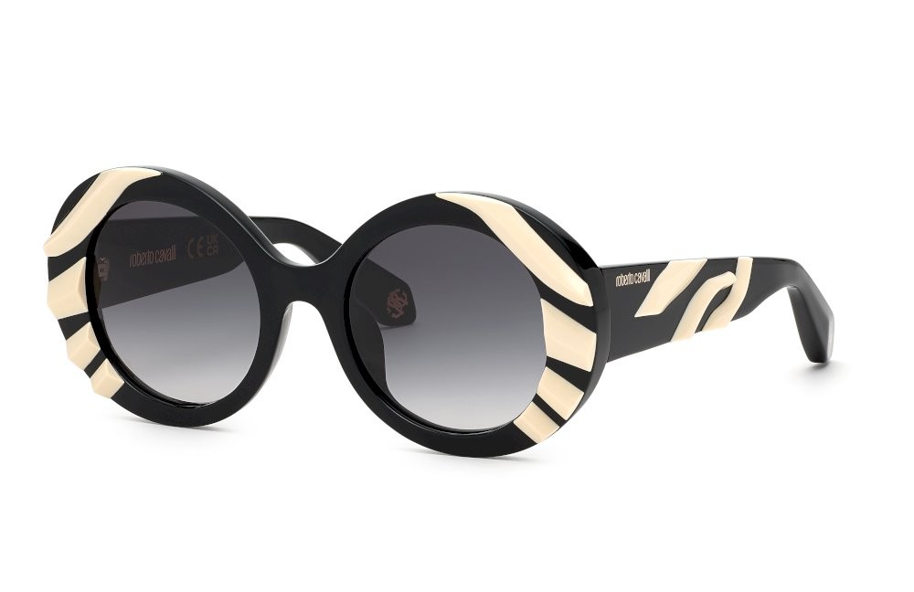 Occhiali da sole Roberto Cavalli SRC010V (700Y) colore nero lucido lenti smoke gradient