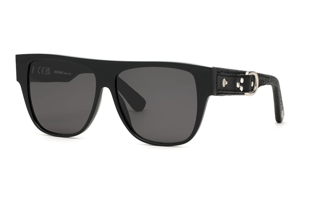 Occhiali da sole Roberto Cavalli SRC013 (0700) colore nero lucido lenti smoke
