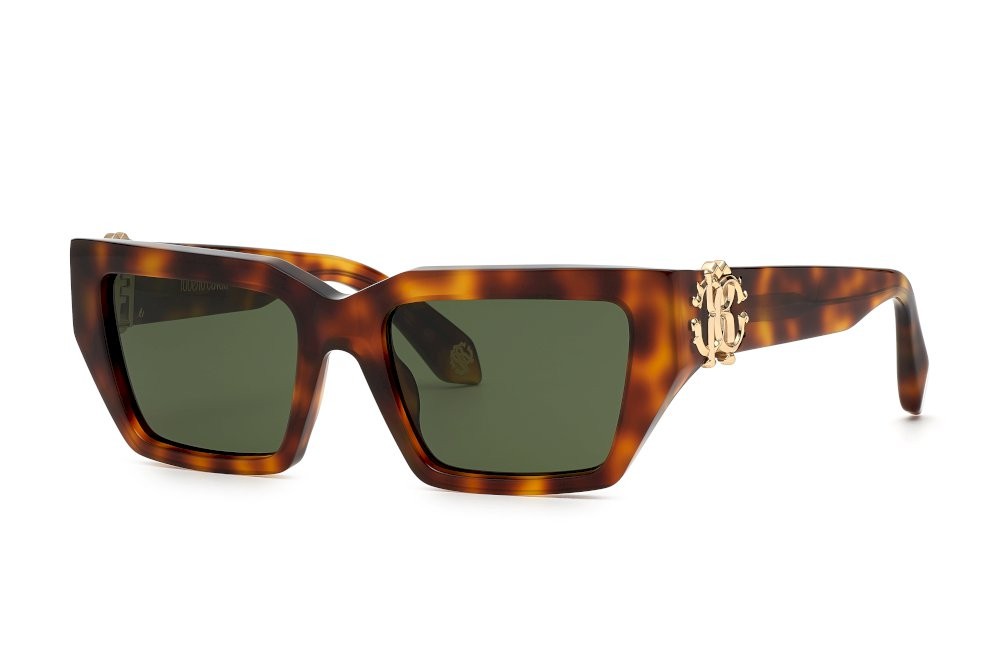 Occhiali da sole Roberto Cavalli SRC016M (02BP) colore avana lenti green