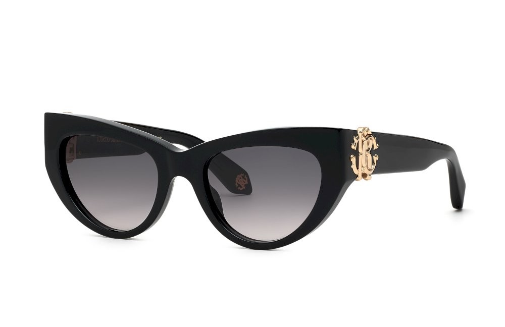 Sunglasses Roberto Cavalli SRC017M (0700) color nero lucido lenses smoke gradient