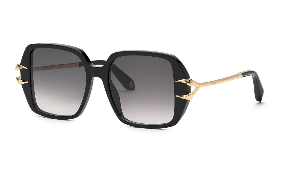 Sunglasses Roberto Cavalli SRC030 (0700) color nero lucido lenses smoke gradient