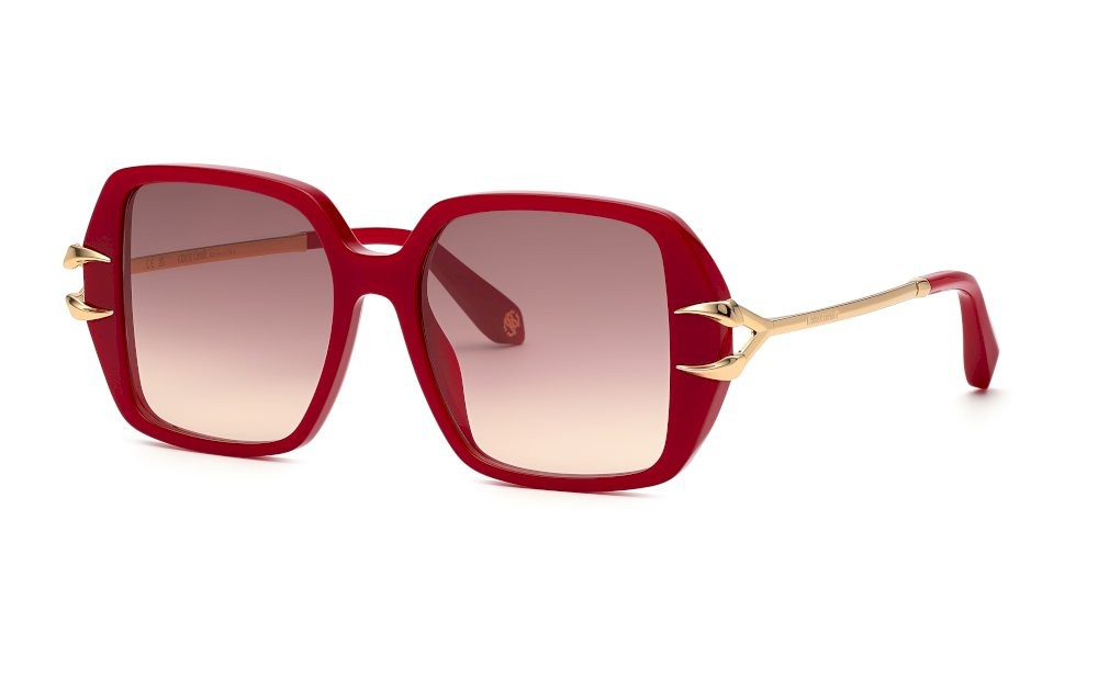 Sunglasses Roberto Cavalli SRC030 (09EZ) color rosso pieno lucido lenses brown gradient
