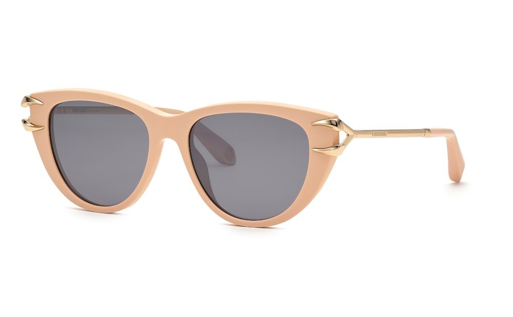 Sunglasses Roberto Cavalli SRC031 (9LHX) color beige cipria pieno lucido lenses smoke/mirror silver