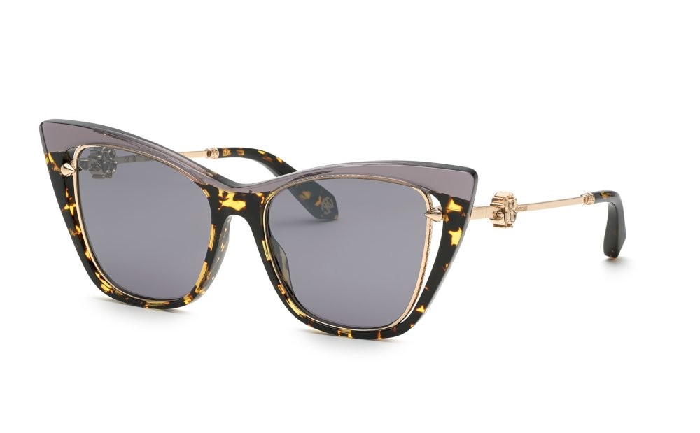 Sunglasses Roberto Cavalli SRC033V (4APX) color avana marrone lucida lenses smoke/mirror silver