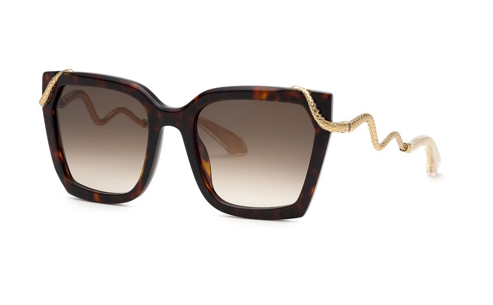 Occhiali da sole Roberto Cavalli SRC034M (0743) colore avana marrone/giallo lucida lenti brown gradient