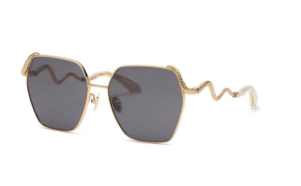 Sunglasses Roberto Cavalli SRC035M (0300) color oro rosè lucido totale lenses smoke 