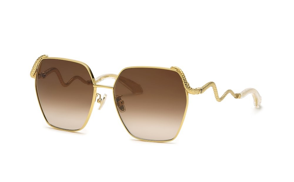 Sunglasses Roberto Cavalli SRC035M (0400) color oro giallo lucido lenses brown gradient