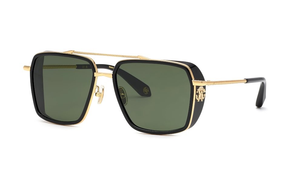 Occhiali da sole Roberto Cavalli SRC036M (0300) colore oro rosè lucido totale lenti green