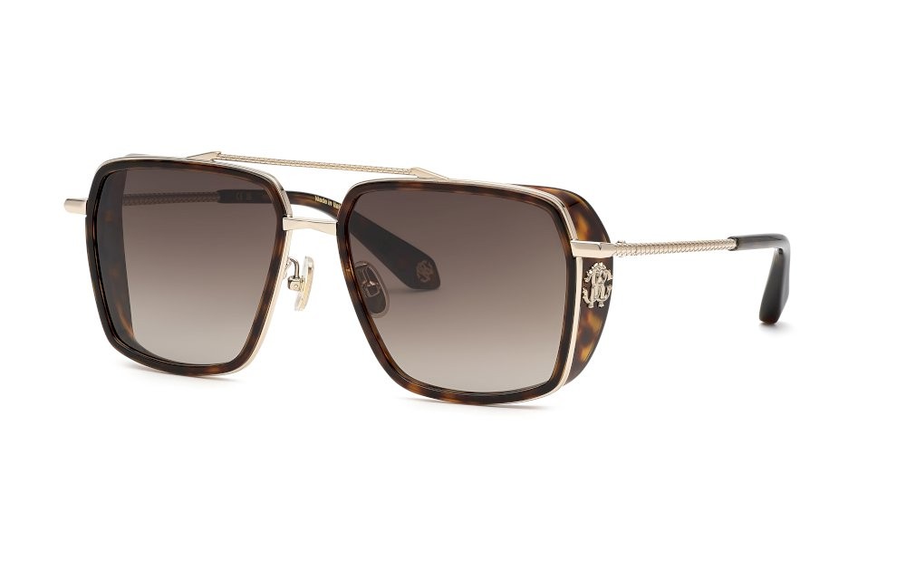 Occhiali da sole Roberto Cavalli SRC036M (0594) colore oro chiaro lucido lenti brown gradient