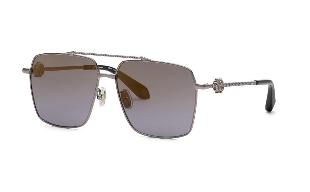 Occhiali da sole Roberto Cavalli SRC036V (568G) colore bachelite lucida totale lenti smoke deg.mirror gold