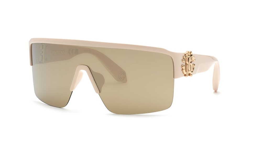Sunglasses Roberto Cavalli SRC037M (ABAG) color beige - rosa lenses brown mirror gold
