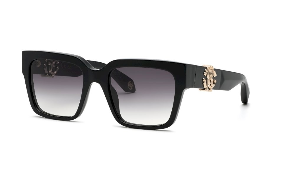 Sunglasses Roberto Cavalli SRC040M (0700) color nero lucido lenses smoke gradient