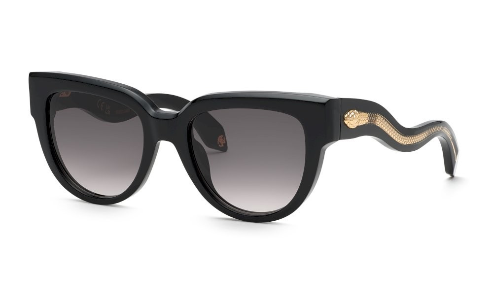 Sunglasses Roberto Cavalli SRC054 (0700) color nero lucido lenses smoke gradient